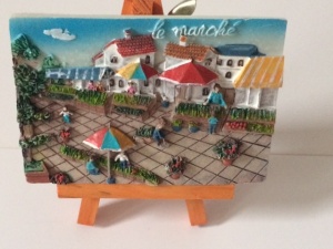 Le march (Lgumes) Mini painting with easel