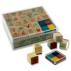 26 Stamp Classic Wooden Stamp Set With Ink Pads