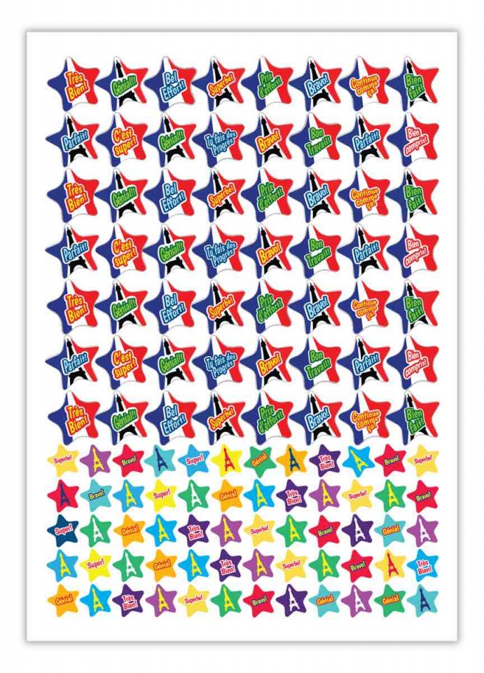French stars bumper sticker sheet
