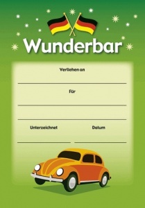 Wunderbar reward certificate