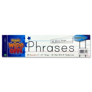 Dry wipe phrases strips