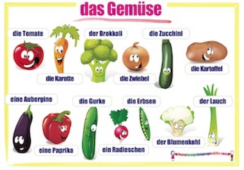Learn Foreign Language Skills German vegetables wall chart ...