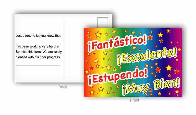 Spanish praise words postcard