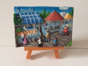 Le marché (poissons) Mini painting with easel
