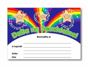 Dalta Na Seachtaine reward certificate